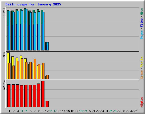 Daily usage for January 2025